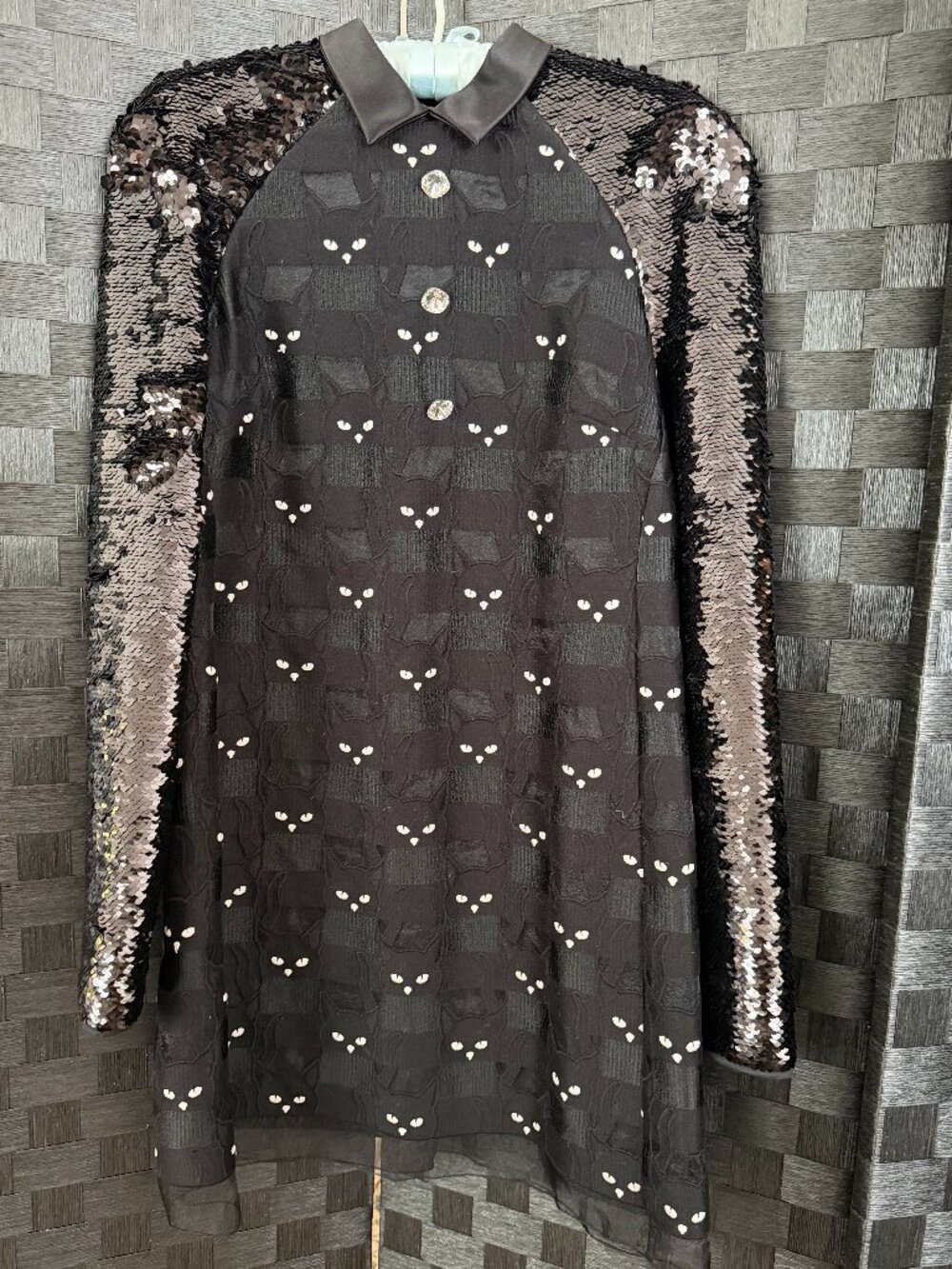 Giambattista Black sequin cat dress 44 / M / US 8-10.